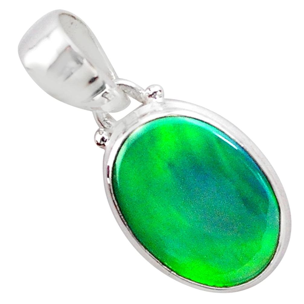 3.65cts northern lights aurora opal (lab) 925 silver pendant jewelry t25849