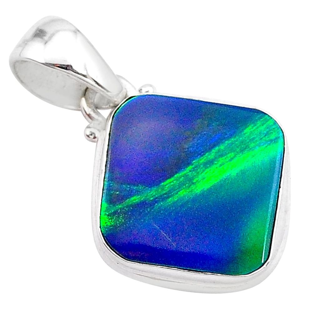 3.65cts northern lights aurora opal (lab) 925 silver pendant jewelry t25854