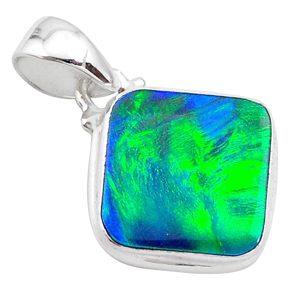4.07cts northern lights aurora opal (lab) 925 silver pendant jewelry t25855