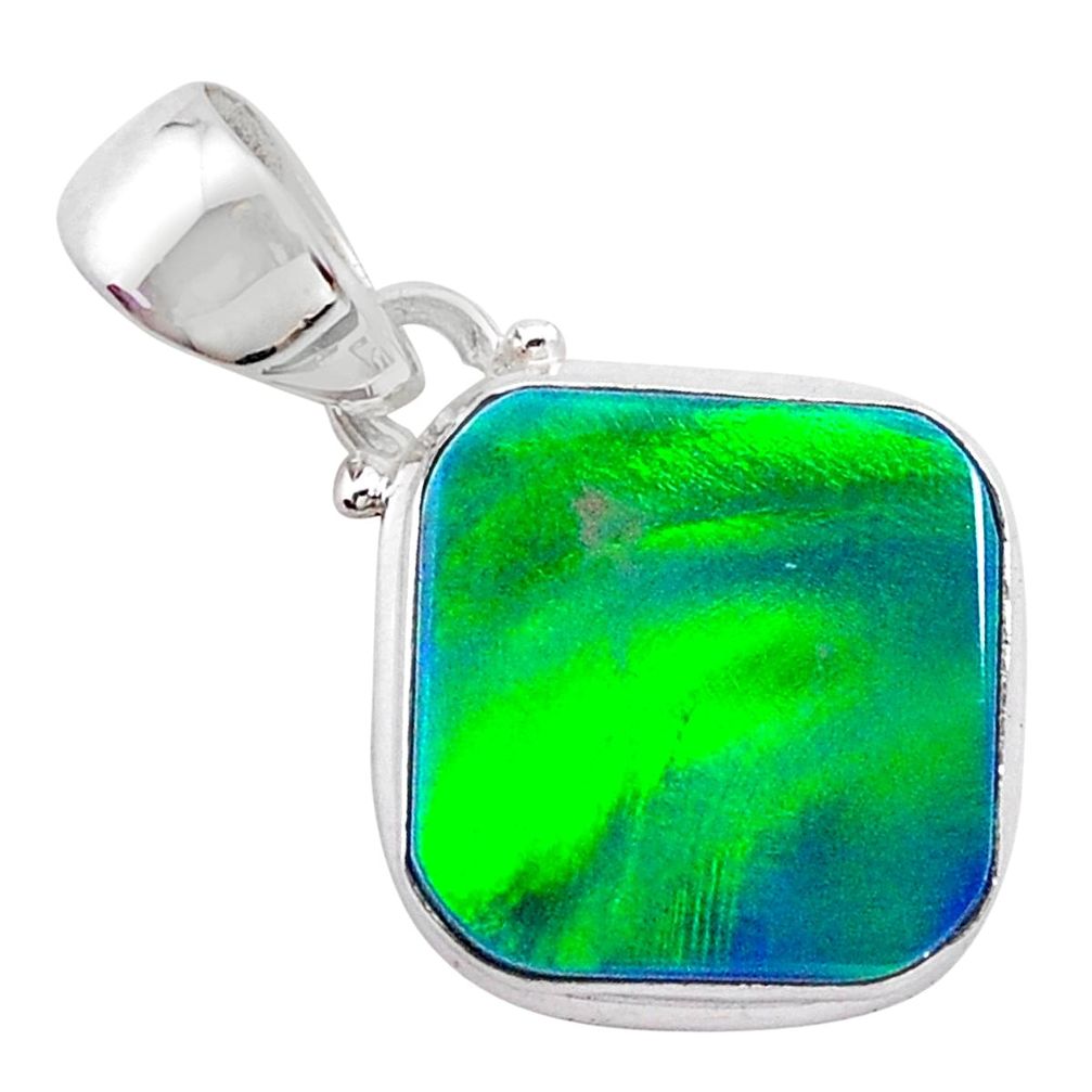 4.03cts northern lights aurora opal (lab) 925 silver pendant jewelry t25856