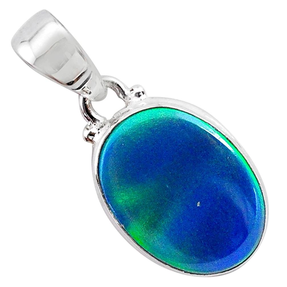 3.67cts northern lights aurora opal (lab) 925 silver pendant jewelry t25858