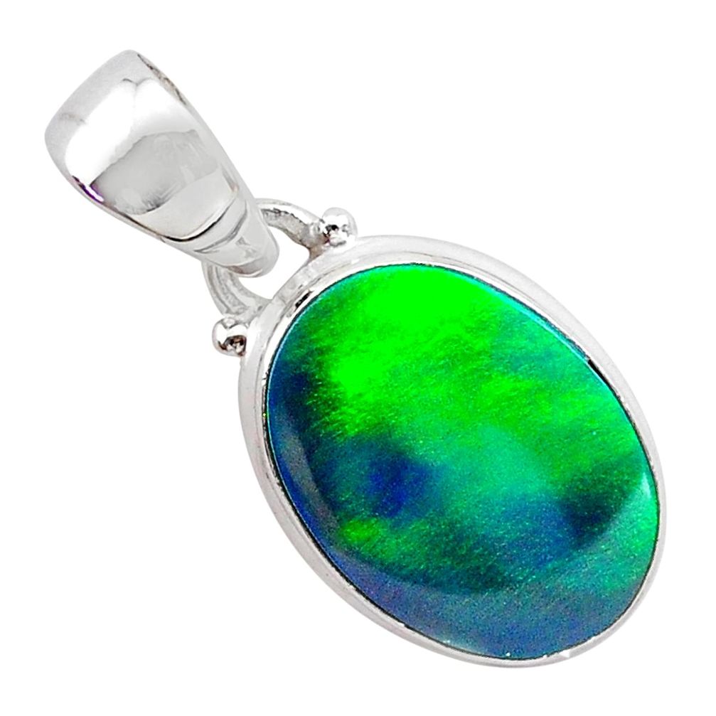 3.29cts northern lights aurora opal (lab) 925 silver pendant jewelry t25859