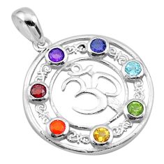 Om symbol multigem circle of life silver chakra pendant healing crystals t40494