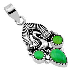 3.53cts peacock green copper turquoise pear 925 sterling silver pendant n40341