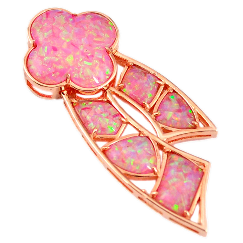 LAB Pink australian opal (lab) 925 sterling silver rose gold pendant a61698 c15307