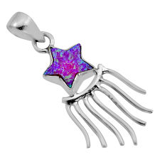2.72cts pink australian opal (lab) 925 sterling silver star fish pendant y82547