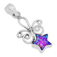 2.89cts pink australian opal (lab) 925 sterling silver star fish pendant y93626