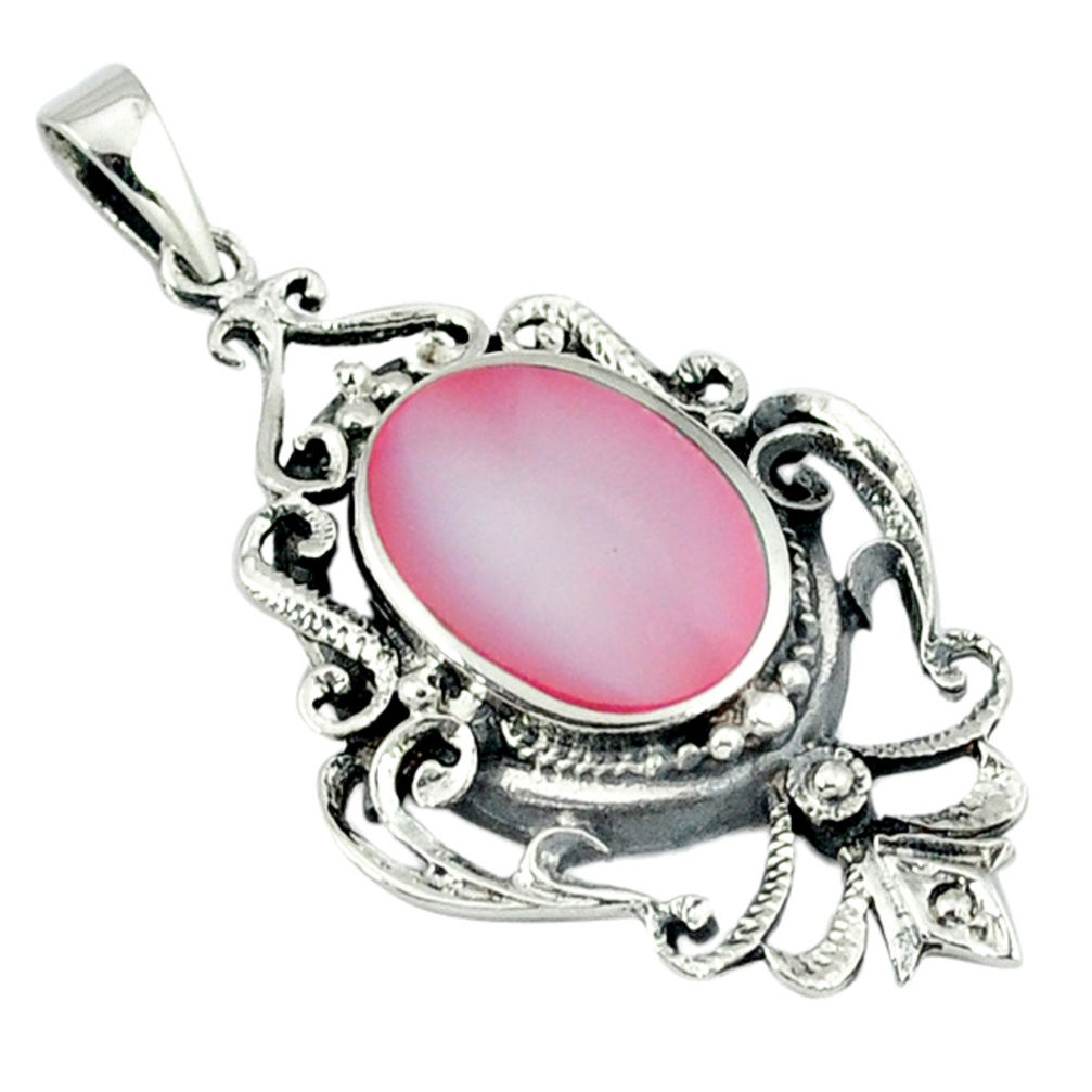 Pink blister pearl enamel 925 sterling silver pendant jewelry a39704 c14749