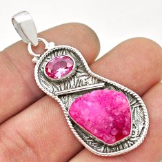 15.47cts pink druzy kunzite (lab) 925 sterling silver pendant jewelry d49171