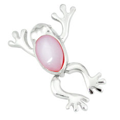 Pink pearl enamel 925 sterling silver frog pendant jewelry a55448 c14805