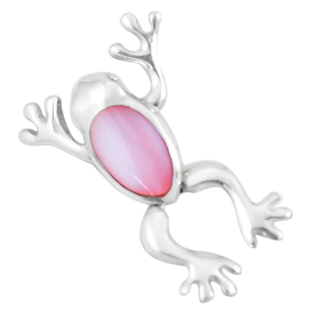 4.02gms pink pearl enamel 925 sterling silver frog pendant jewelry a93254 c14808