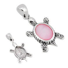 3.46gms pink pearl enamel 925 sterling silver turtle pendant jewelry y66099