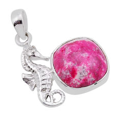 5.73cts pink thulite (unionite, pink zoisite) 925 silver seahorse pendant n54064