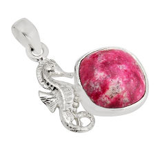 6.15cts pink thulite (unionite, pink zoisite) 925 silver seahorse pendant y55673