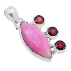 13.37cts pink thulite (unionite, pink zoisite) garnet 925 silver pendant n51370