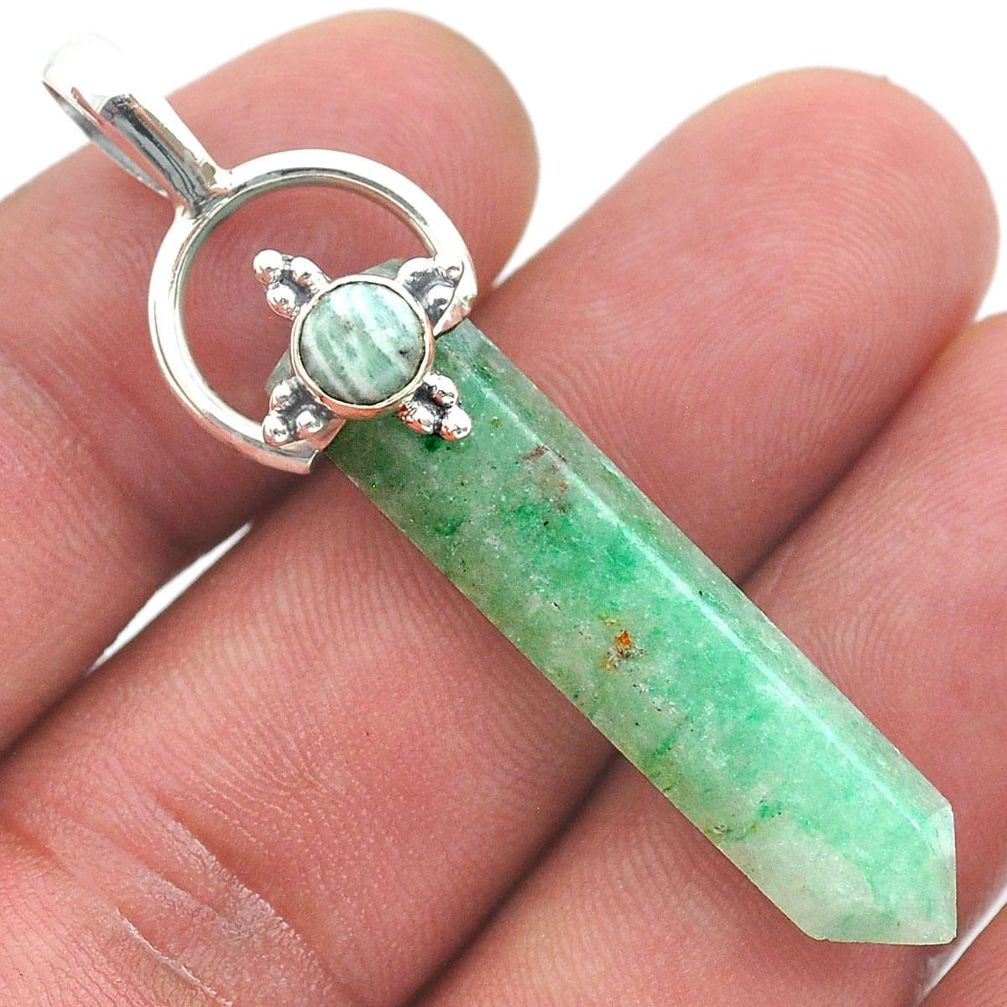 18.45cts pointer natural green peruvian amazonite 925 silver pendant u59294