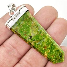 47.56cts pointer natural green unakite fancy 925 sterling silver pendant u42892