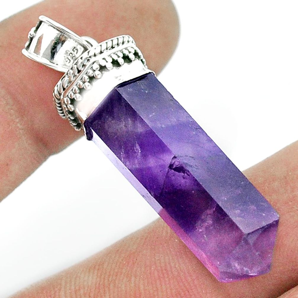 23.09cts pointer natural purple chevron amethyst 925 silver pendant u42976