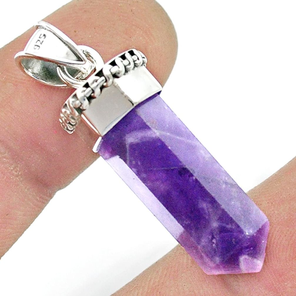 16.99cts pointer natural purple chevron amethyst 925 silver pendant u42994