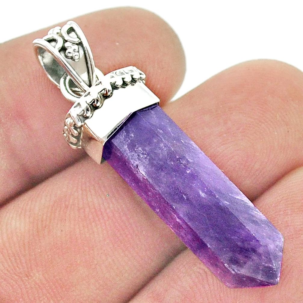 17.05cts pointer natural purple chevron amethyst 925 silver pendant u43008