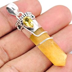 28.08cts pointer natural yellow chalcedony citrine 925 silver pendant u32419