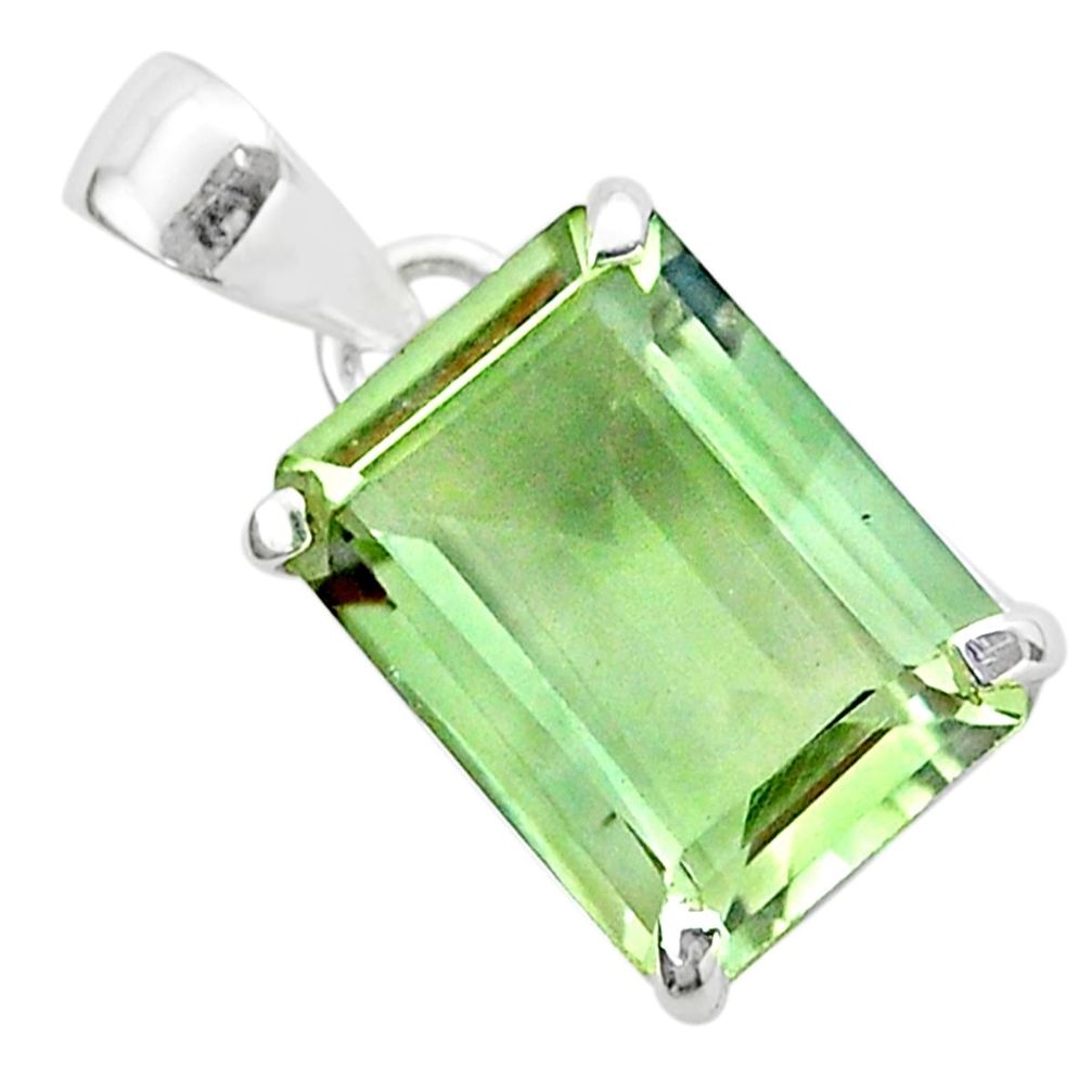 Prasiolite 9.86cts natural green amethyst 925 sterling silver pendant t54582