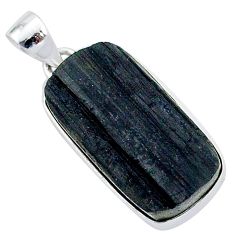 Protector stone black tourmaline raw 925 sterling silver pendant r96753