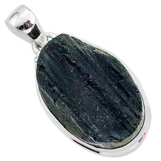 Protector stone black tourmaline raw 925 sterling silver pendant r96758