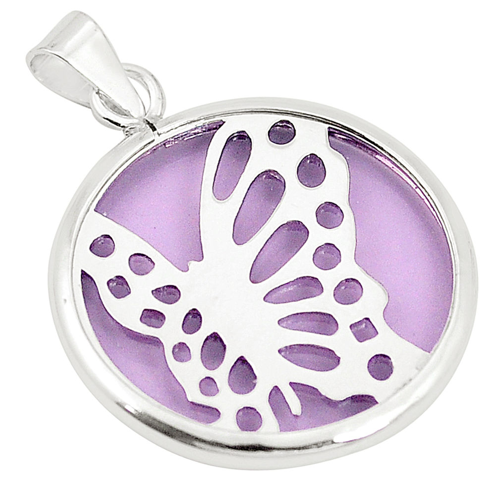 Purple bling topaz (lab) 925 sterling silver butterfly pendant jewelry c23180