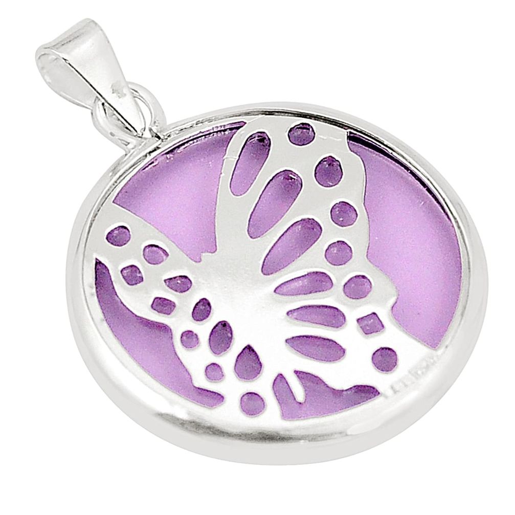 Purple bling topaz (lab) 925 sterling silver butterfly pendant jewelry c23181