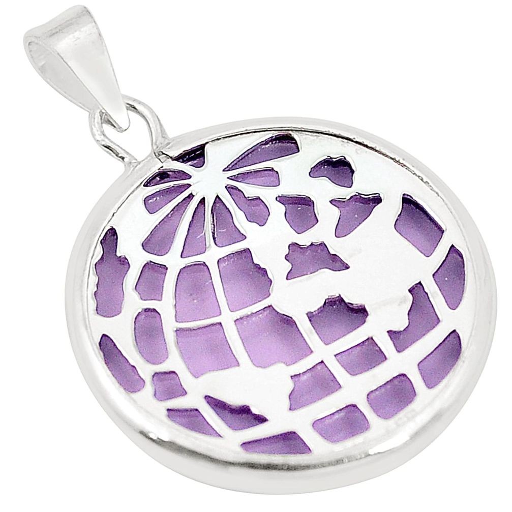 Purple bling topaz (lab) 925 sterling silver pendant jewelry c23183