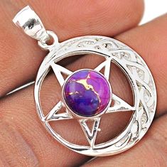 3.12cts purple copper turquoise 925 silver dark lord pentagram pendant t88845