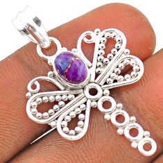 1.47cts purple copper turquoise 925 sterling silver dragonfly pendant t84826