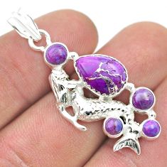 8.42cts purple copper turquoise 925 sterling silver fairy mermaid pendant u51186