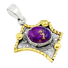 4.90cts purple copper turquoise 925 sterling silver gold pendant jewelry y26232