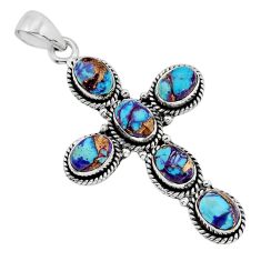 9.72cts purple copper turquoise 925 sterling silver holy cross pendant y80327