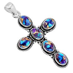 9.20cts purple copper turquoise 925 sterling silver holy cross pendant y80330