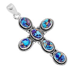 9.31cts purple copper turquoise 925 sterling silver holy cross pendant y80336