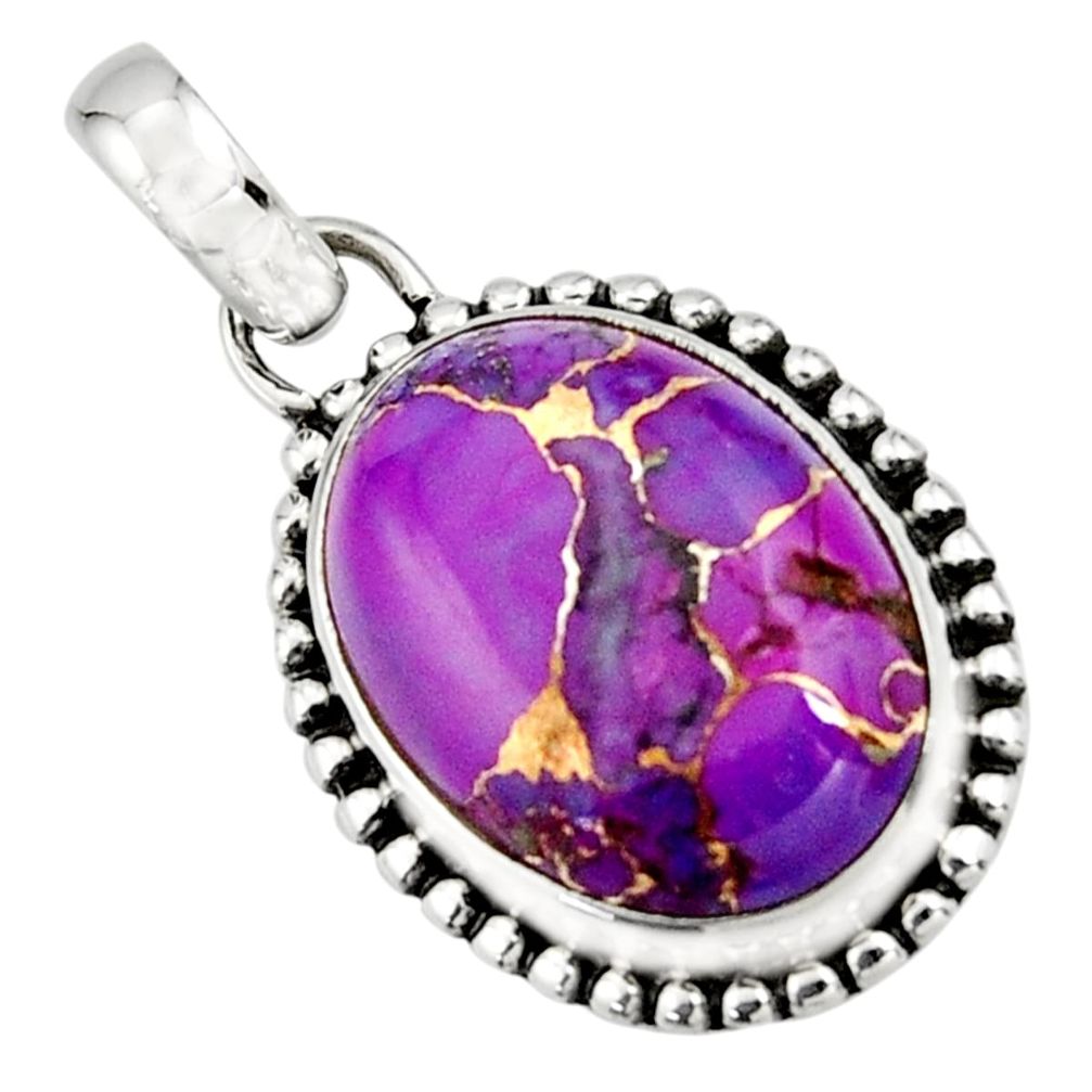 12.62cts purple copper turquoise 925 sterling silver pendant jewelry r26552