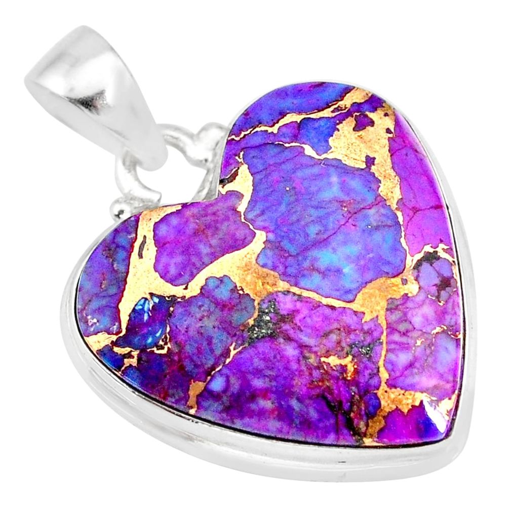 16.62cts purple copper turquoise 925 sterling silver handmade pendant r83154
