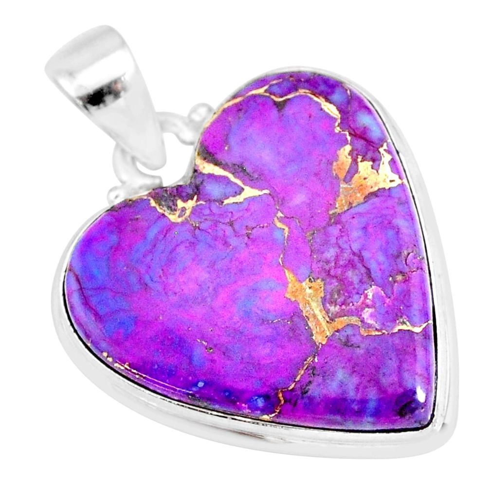 15.65cts purple copper turquoise 925 sterling silver handmade pendant r83161