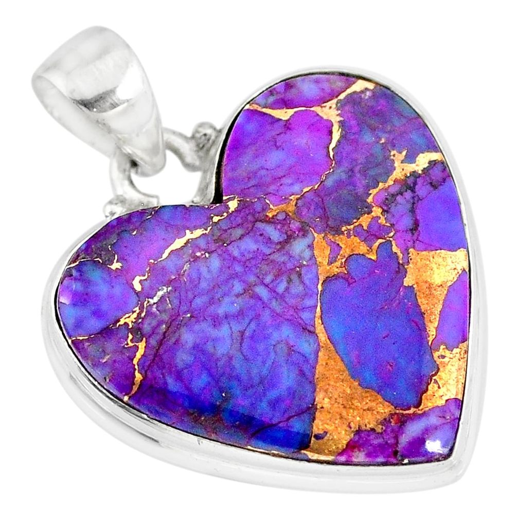 14.65cts purple copper turquoise 925 sterling silver handmade pendant r83207