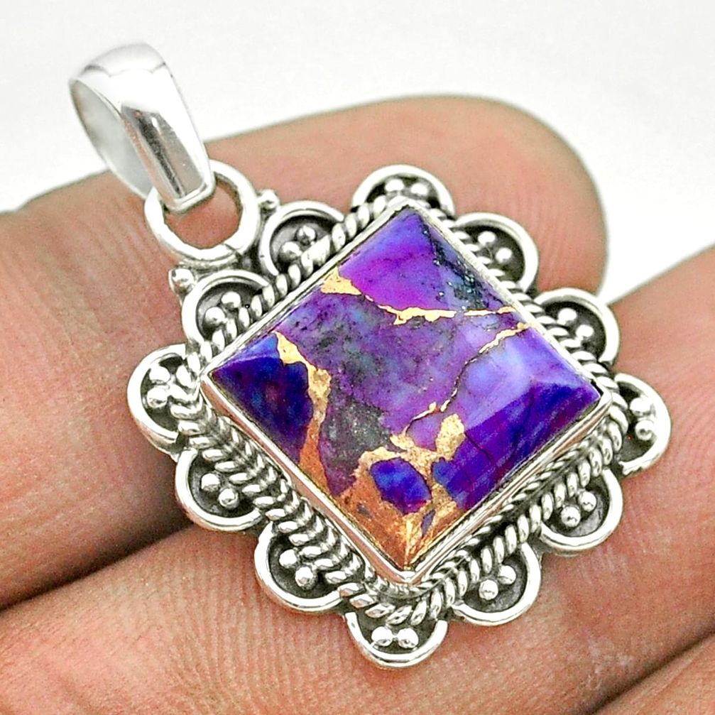 8.03cts purple copper turquoise 925 sterling silver pendant jewelry t53177