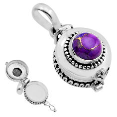 3.01cts purple copper turquoise 925 sterling silver poison box pendant y91951