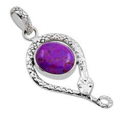 4.91cts purple copper turquoise 925 sterling silver snake pendant jewelry n25769