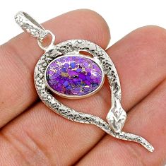 5.54cts purple copper turquoise 925 sterling silver snake pendant jewelry u78741