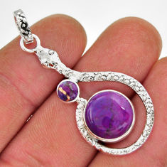 5.71cts purple copper turquoise 925 sterling silver snake pendant jewelry y27250