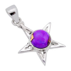 3.07cts purple copper turquoise 925 sterling silver star pendant jewelry n54055