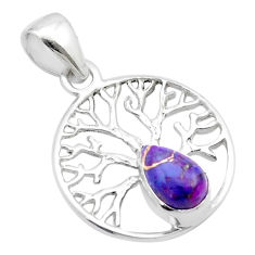 1.36cts purple copper turquoise 925 sterling silver tree of life pendant u46328
