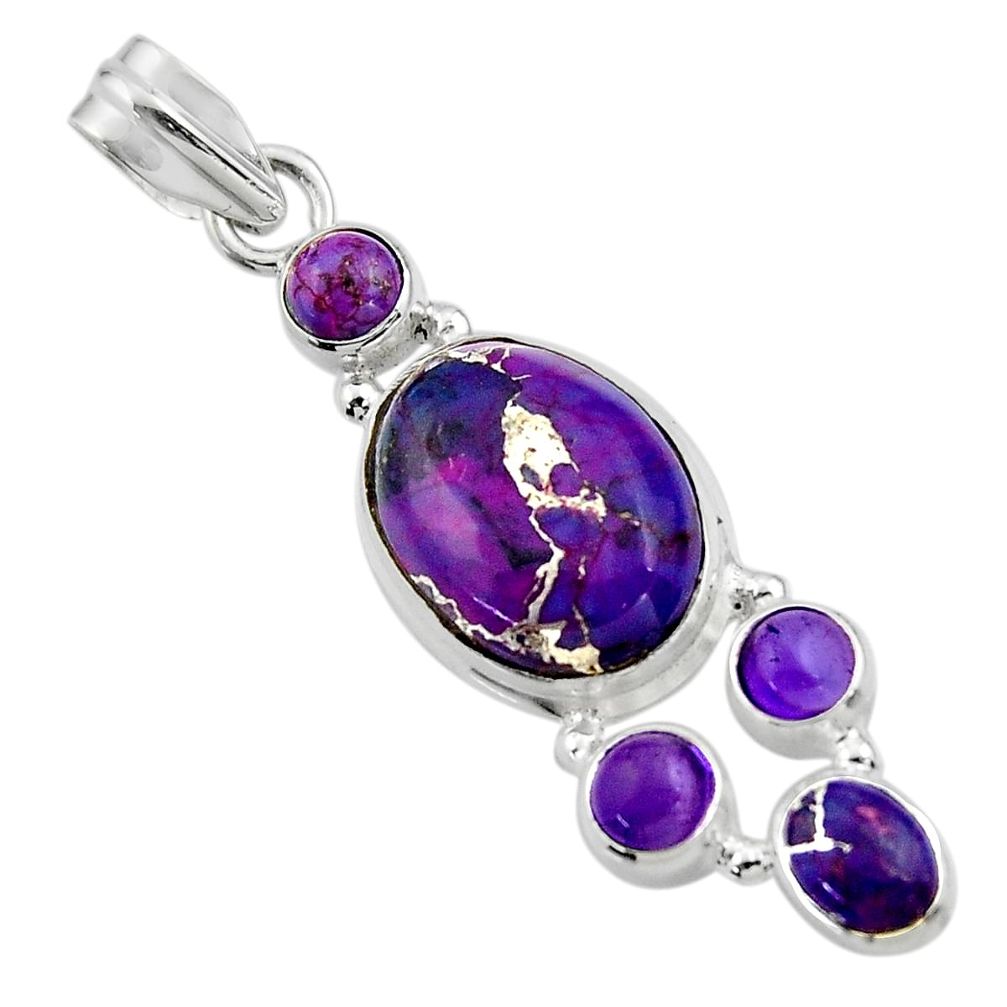 14.70cts purple copper turquoise amethyst 925 sterling silver pendant r44659